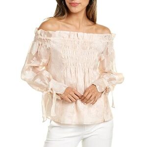 Rebecca Taylor Shimmer Floral Organza Fil Coup Top